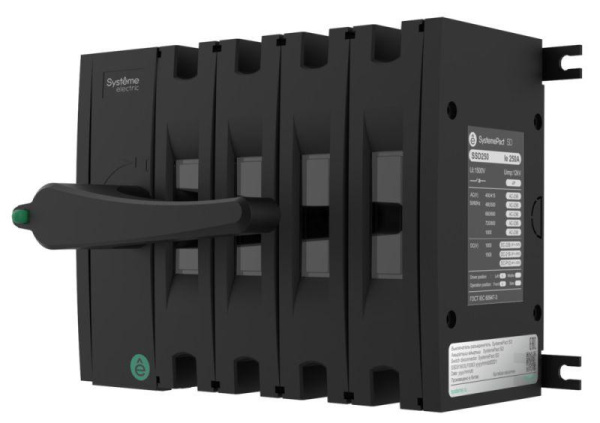 Выключатель-разъединитель SYSTEMEPACT SD250 4п 200А рукоятка фронт. слева (зак. отдельно) SE SSD02504LF0200