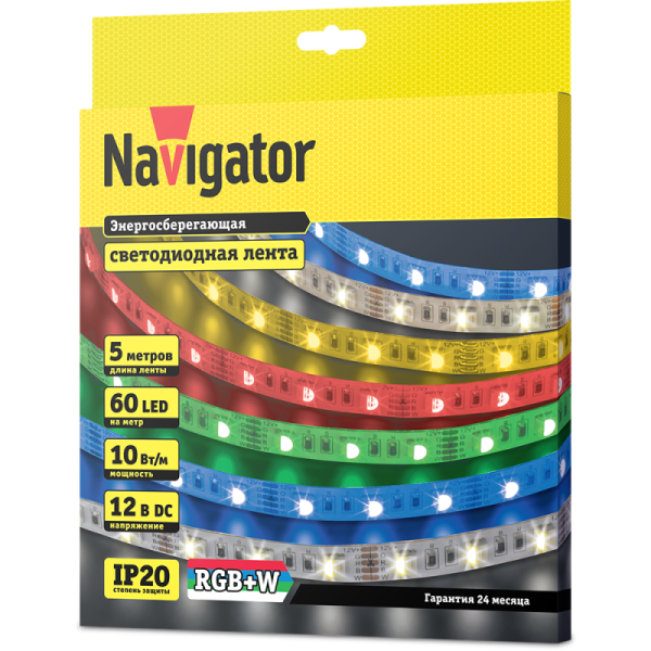 Лента светодиодная 14 467 NLS-5050RGBW60-10-IP20-12V (уп.5м) NAVIGATOR 14467
