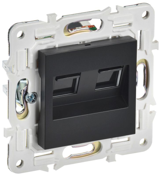 Розетка компьютерная двойн. RJ45 кат.5E SKANDY SK-K03Bl черн. IEK SK-K20-1-K02