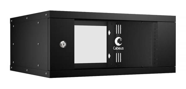 Шкаф телекоммуникационный настенный разборный LIGHT WSC-05D-4U55/45-BK 19дюйм 4U дверь стекло черн. Cabeus 10184c