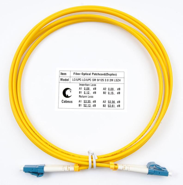 Патч-корд оптический FOP(d)-9-LC-LC-2m duplex LSZH LC-LC 9/125см 2м Cabeus 7344c