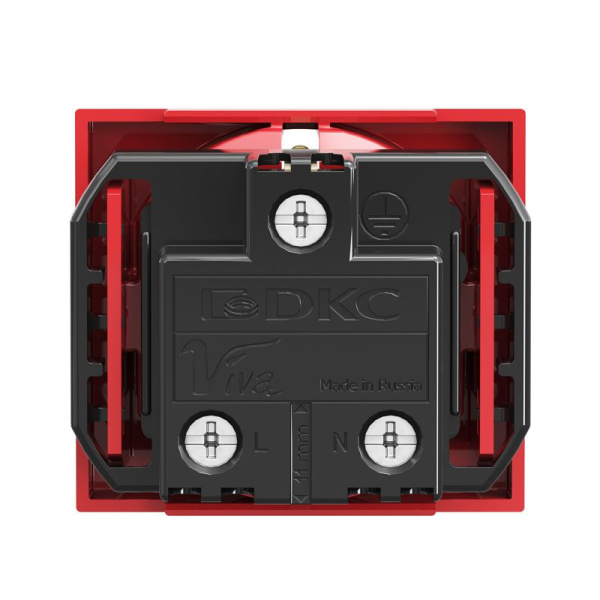 Розетка 1-м 2мод. Viva 16А IP20 2P+E с заземл. защ. шторки красн. DKC 45015