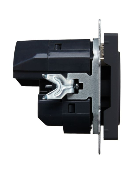 Розетка BRITE РЮш11-1-БрГ 16А с USB A+C 18Вт с заземл. защ. шторки механизм графит IEK BR-R14-16-U22-018-K53