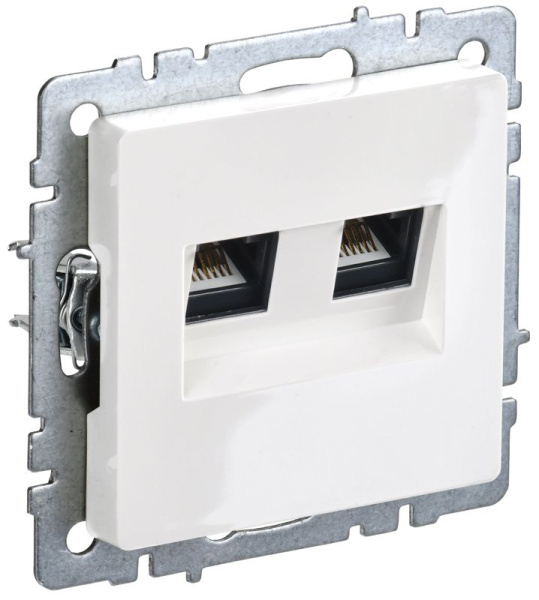 Розетка двойная СП RJ11+RJ45 кат.5E BRITE РК/Т12-БрБ механизм бел. IEK BR-KT20-O-1-K01