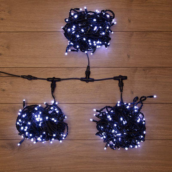 Гирлянда светодиодная "LED ClipLight" 3 нити х20м 399LED бел. 25Вт 24В IP65 свечение с динамикой с трансф. Neon-Night 323-305