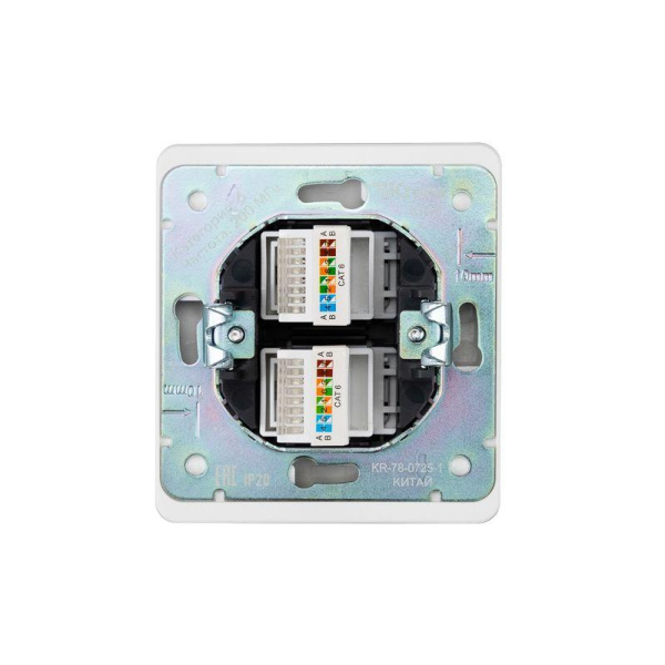 Розетка компьютерная 2-м СП ROUND RJ45 + RJ45 кат.6 IP20 перламутр Kranz KR-78-0725-1