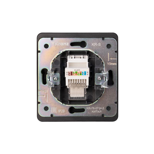 Розетка компьютерная СП ROUND MIELE RJ45 кат.6 оникс Kranz KR-78-0724-3