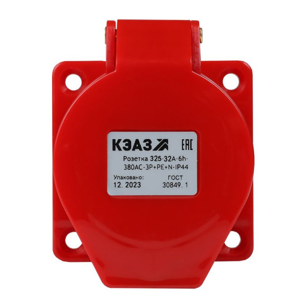 Розетка фланцевая 325 32А 380AC 3P+PE+N 6ч IP44 КЭАЗ 222761