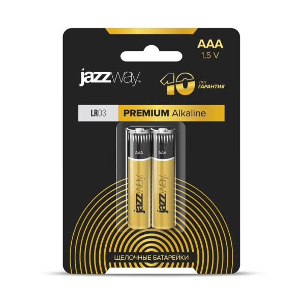 Элемент питания алкалиновый AAA/LR03 1.5В Premium Alkaline BL-2 (блист.2шт) JazzWay 5026865