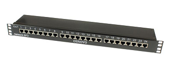 Устройство грозозащиты SP-IP24/1000PR 1U для локал. вычислит. сети на 24 порта (скорость до 1000Мб/с) с защит. линий PoE OSNOVO 14277