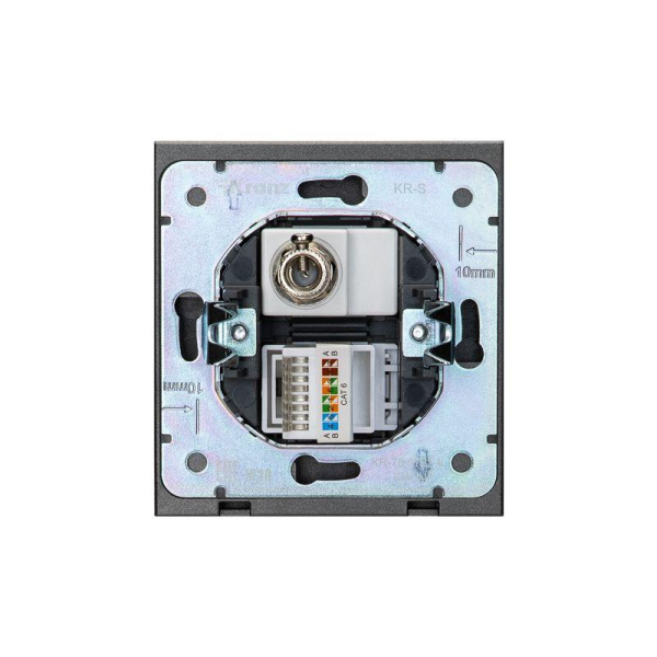 Розетка компьютерная + телевизионная СП STRONG RJ45 кат.6 + TV графит Kranz KR-78-0722-6