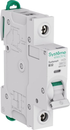 Выключатель автоматический 1п B 32А 6кА Systeme9 230В SE S9F21132