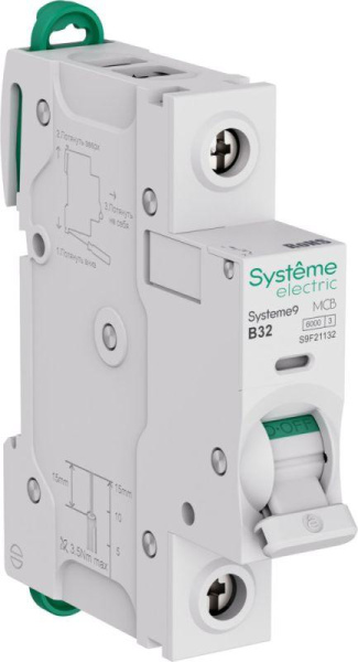 Выключатель автоматический 1п B 32А 6кА Systeme9 230В SE S9F21132