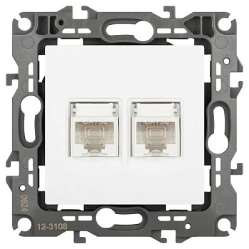 Розетка компьютерная 2-м Эра12 12-3108-01М 2XRJ45 бел. матов. Эра Б0065686
