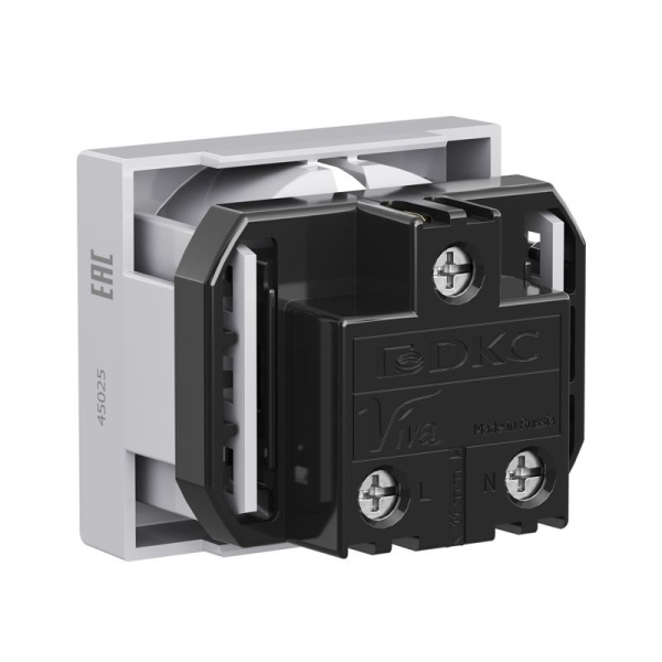 Розетка 1-м 2мод. Viva 16А IP20 2P+E с заземл. защ. шторки сер. DKC 45025