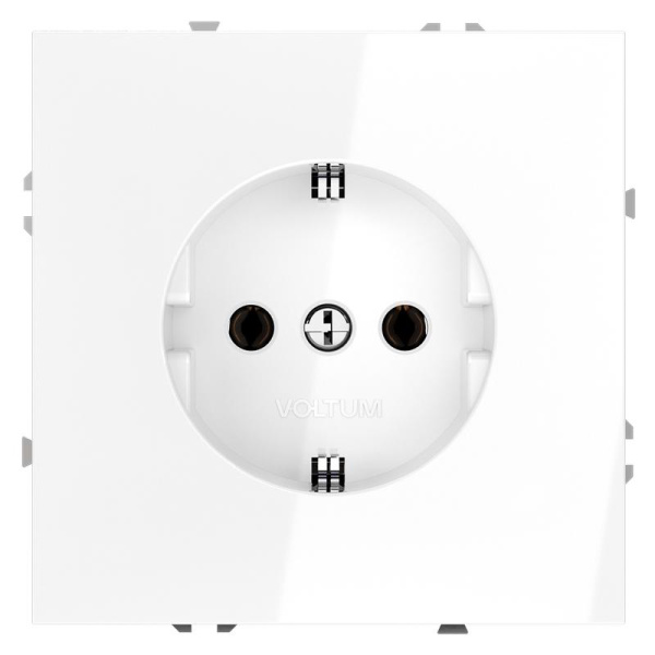 Розетка 1-м СП S70 16А с заземл. механизм бел. глянцевый Voltum VLS040101