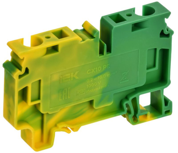 Клемма пружинная проходная заземляющая CX10 PE 10кв.мм ARMAFIX IEK AF-CT41-00-K52-010