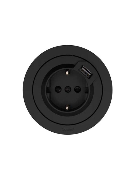 Розетка 1-м СП OSEN с заземл. + USB разъем механизм черн. бархат LEZARD 743-4288-181