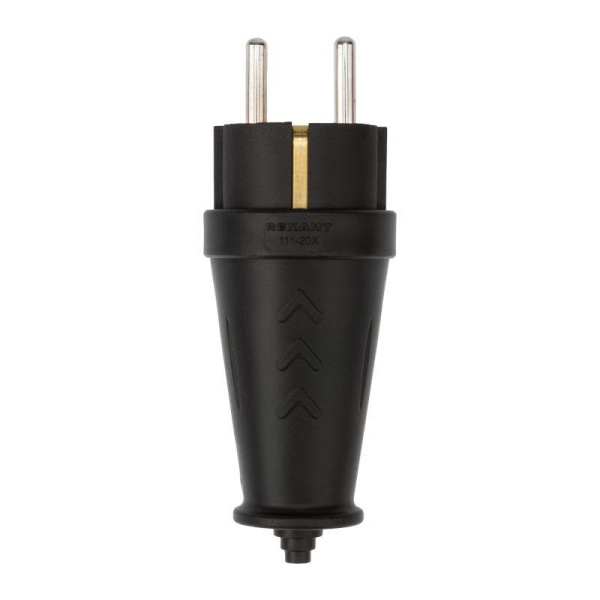 Вилка прямая влагозащ. 16А IP44 с заземл. COMPACT каучук черн. Rexant 111-200