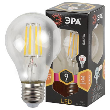 Лампа светодиодная филаментная F-LED A60-9W-827-E27 9Вт грушевидная тепл. E27 Эра Б0043433
