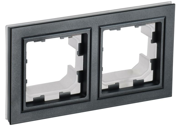 Рамка 2-м IP44 BRITE РУ-2-БрЧ-44 черн. IEK BR-M22-44-K02