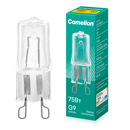 Лампа галогенная 75Вт капсула прозрачная G9 3000К 230В Camelion 5618