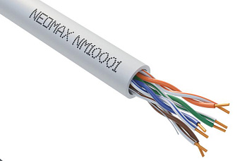 Кабель витая пара U/UTP кат.5E 4х2х24AWG (0.486мм) solid CU PVC сер. (NM10001) (уп.305м) NEOMAX 101748