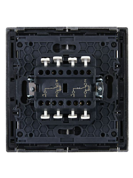 Выключатель проходной 2-кл. СП FORTE&PIANO 10А FP508 с индикацией сталь IEK FP-V22-1-10-1-K46