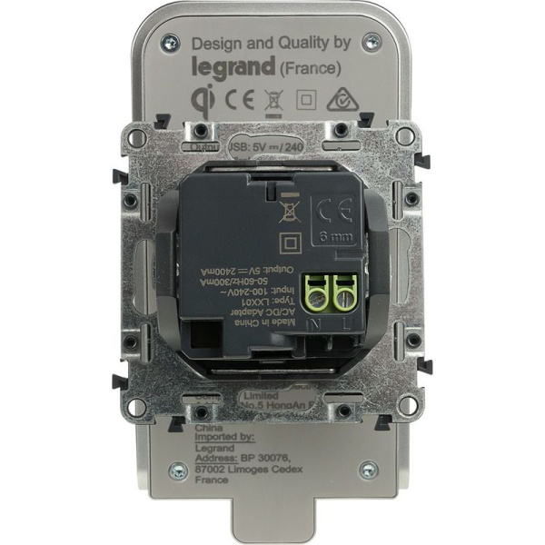Устройство зарядное беспроводное Valena Allure Qi 1А с дополнит. разъемом USB A 5В 2.4А Leg 755114