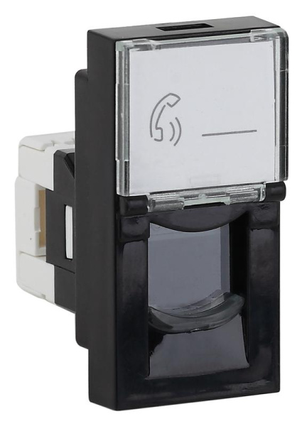 Розетка модульная телефонная RJ-11 45х22.5мм черн. Ruvinil АДЛ 13-903-Ч