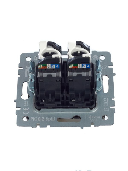 Розетка компьютерная двойн. СП RJ45 кат.5E BRITE РК10-2-БрШ механизм шампань IEK BR-K20-1-K37
