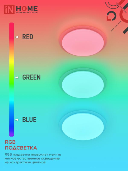 Светильник светодиодный COMFORT GALAXY-RGB 125Вт 3000-6500К 10000лм 230В 565х80мм с пультом ДУ IN HOME 4690612058894