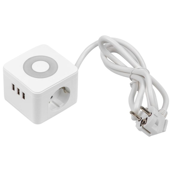 Удлинитель 2х1.5м с заземл. 16А Standard S-GCD2-1.5SBU WHITE 3 USB бел. Uniel UL-00011249