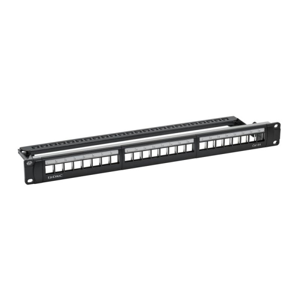 Патч-панель 19дюйм 1UCAT6А 24 модуля RJ45 неэкранированная DKC RN6APPU24