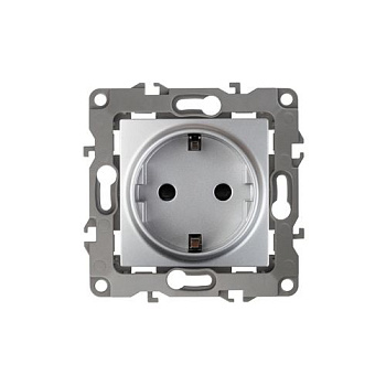 Розетка 1-м СП Эра12 12-2101-03 16А IP20 16AX 250В 2P+E Schuko механизм алюм. Эра Б0014677
