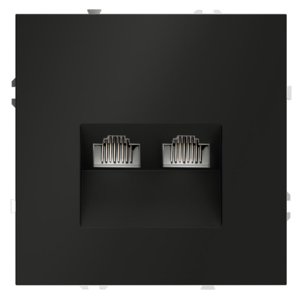 Розетка компьютерная 2-м СП S70 RJ45 + RJ45 кат.6 механизм черн. матов. Voltum VLS060208