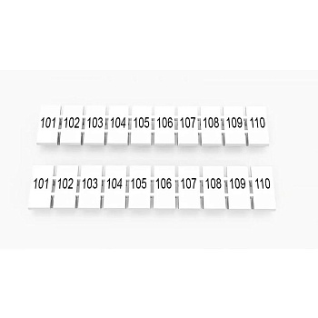 Полоска с маркировочными табличками (10шт) симв. 101-100 для клемм сеч. 4кв.мм бел. UTL ZB6 101-110