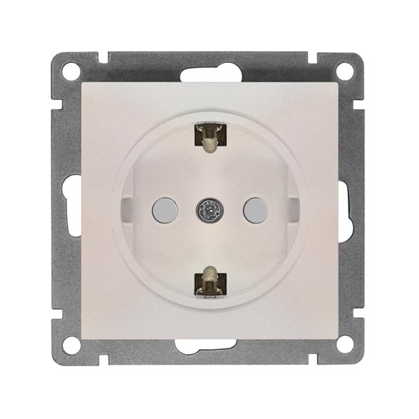 Розетка 1-м СП Афина 16А IP20 с заземл. защ. шторки механизм жемчуж. Universal A0049-OBr