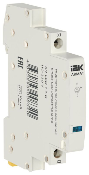 Лампа индикаторная одинарная LED 110-230В AC голуб. ARMAT IEK AR-LED-1-1-B