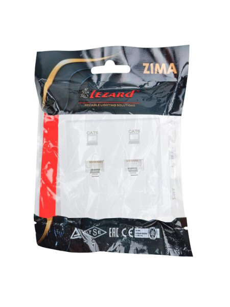 Розетка компьютерная 2-м СП ZIMA IP20 RJ45 с модулем кат.6 механизм бел. LEZARD 704-0288-142