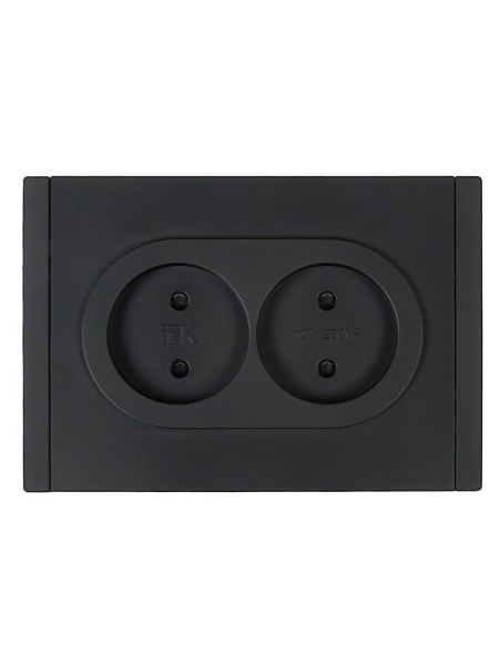 Розетка 2-м СП FORTE&PIANO FP125 10А без заземл. защ. шторки безвинт. крепл. черн. IEK FP-R23-10-1-K02