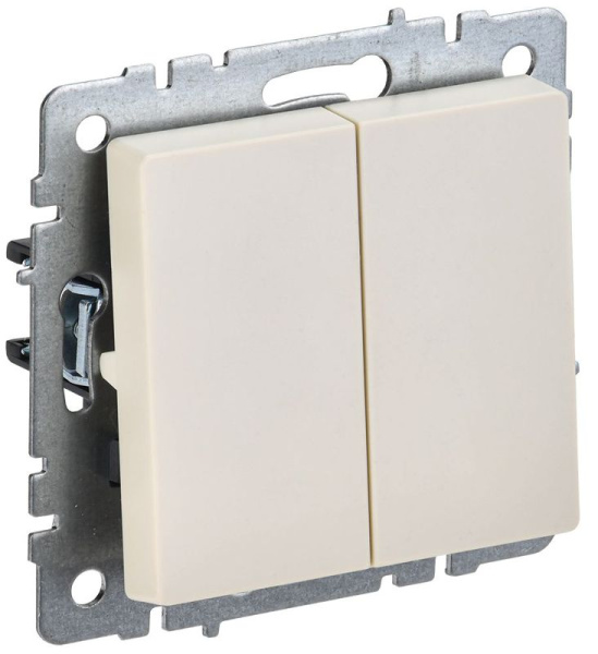 Выключатель 2-кл. СП BRITE ВС10-2-0-БрКр 10А механизм беж. IEK BR-V20-0-10-K10