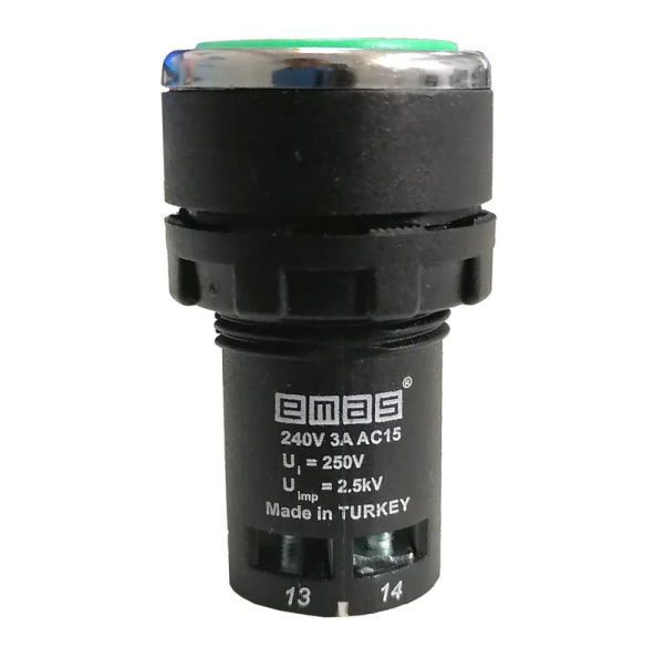 Кнопка нажимная моноблочная 22мм IP 40 1НО+1НЗ с цифрой | EMAS MB102DY1
