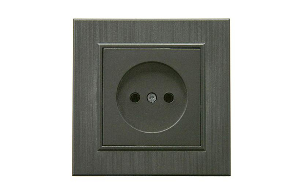 Розетка 1-м Karea LINE STAR без заземл. дым. металлик Makel 86050022