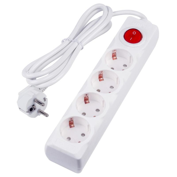 Удлинитель 4х1.5м с заземл. 16А Ultra S-GCU4-1.5B WHITE бел. Uniel UL-00010021