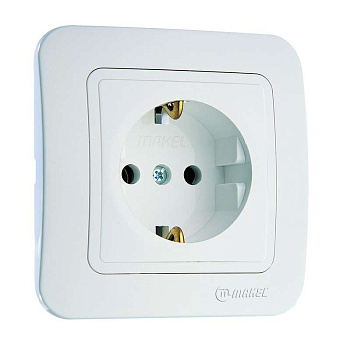 Розетка 1-м СП Lillium 16А IP20 с заземл. бел./бел. Makel 70028
