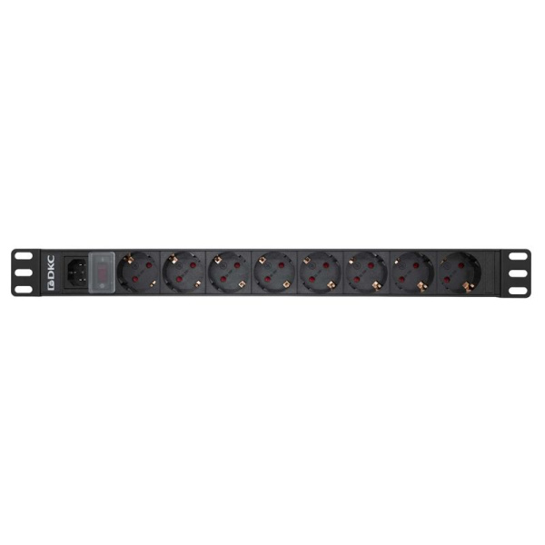 Блок розеток 8-м Schuko для 19дюйм шкафов с выкл. DKC R519SH8OPSHC14