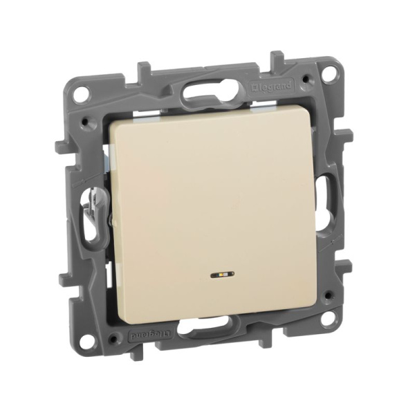 Переключатель 1-кл. СП Etika Plus 10А IP20 250В 10AX с подсветкой безвинтов. зажимы механизм сл. кость IEK 672315