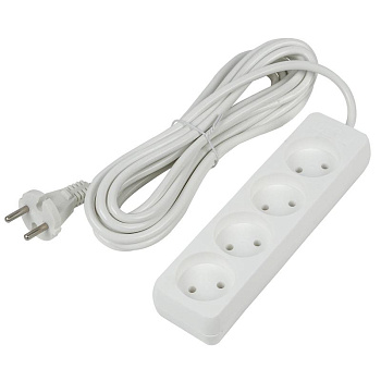 Удлинитель 4х5м без заземл. 10А Ultra S-CU4-5 WHITE бел. Uniel UL-00009989