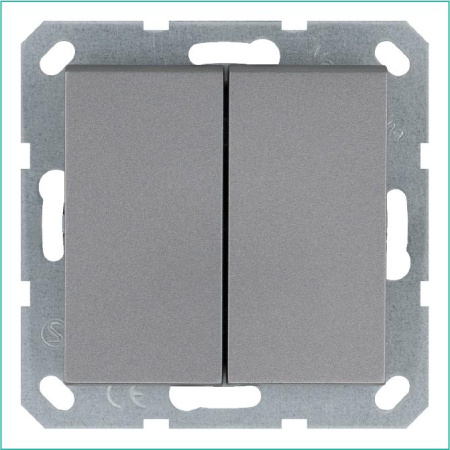 Переключатель проходной 2-кл. 10А IP20 механизм алюм. Jasmart G3022S